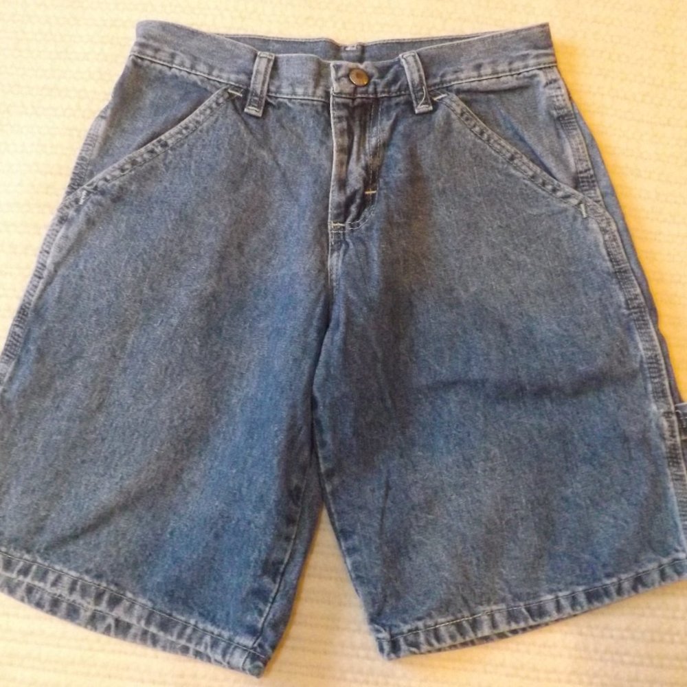 BOYS - sz 8 Husky WRANGLER Jean utility cargo shorts WPL6428, blue denim